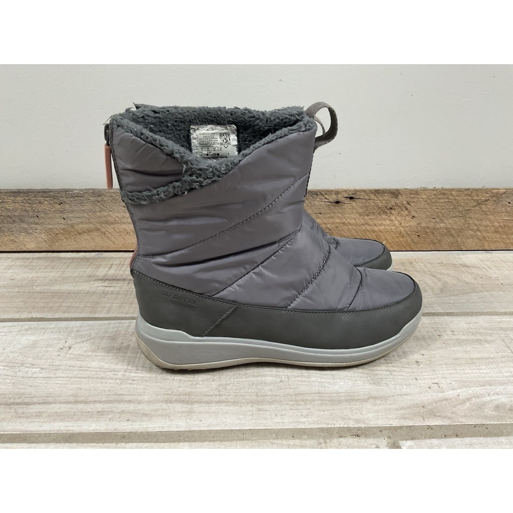 Merrell Snowcreek Sport Womens 9 Gray Nylon‎ Boots Mid Zip Polar Waterproof